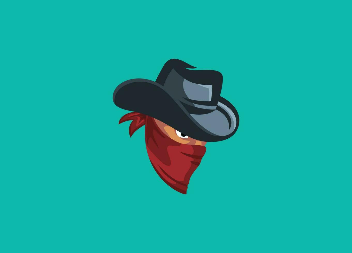bandit avec conception d'illustration de conception de chapeau de cowboy vecteur