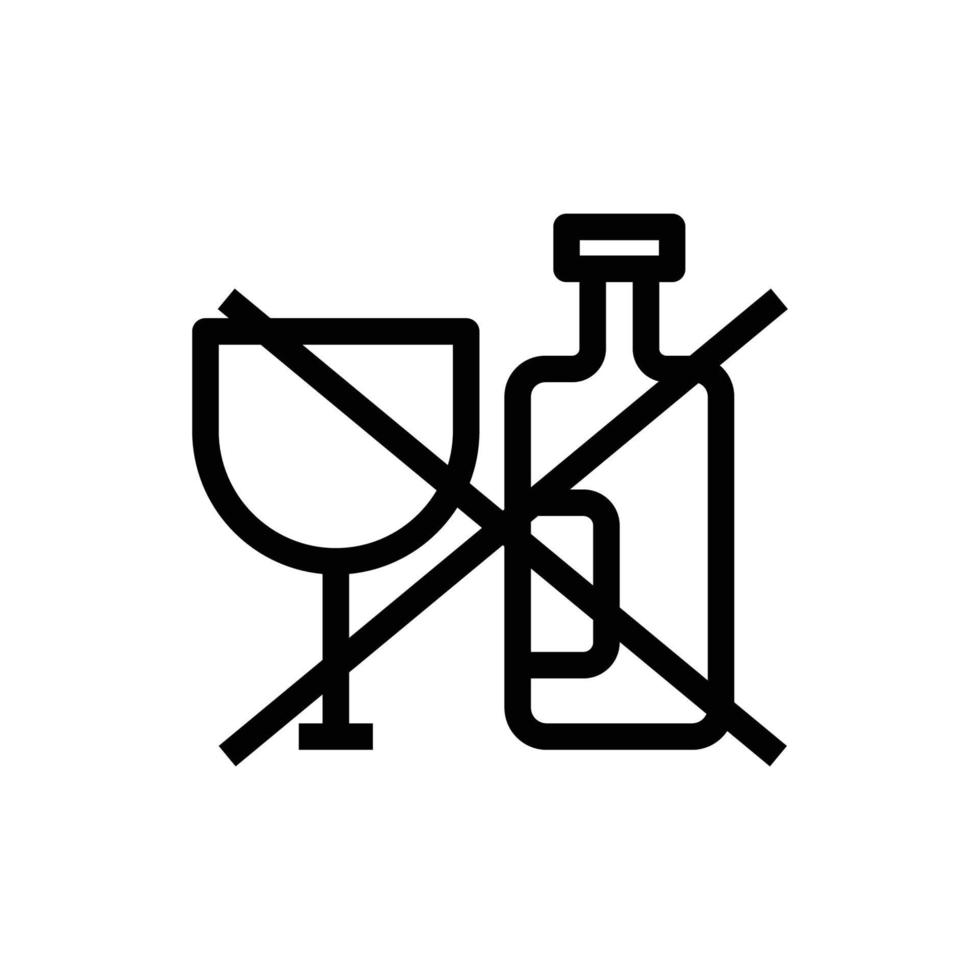 illustration d'icône de ligne de bouteille avec verre et signe en croix. adapté à l'icône sans alcool. icône liée à l'emballage. conception vectorielle simple modifiable. pixel parfait à 32 x 32 vecteur