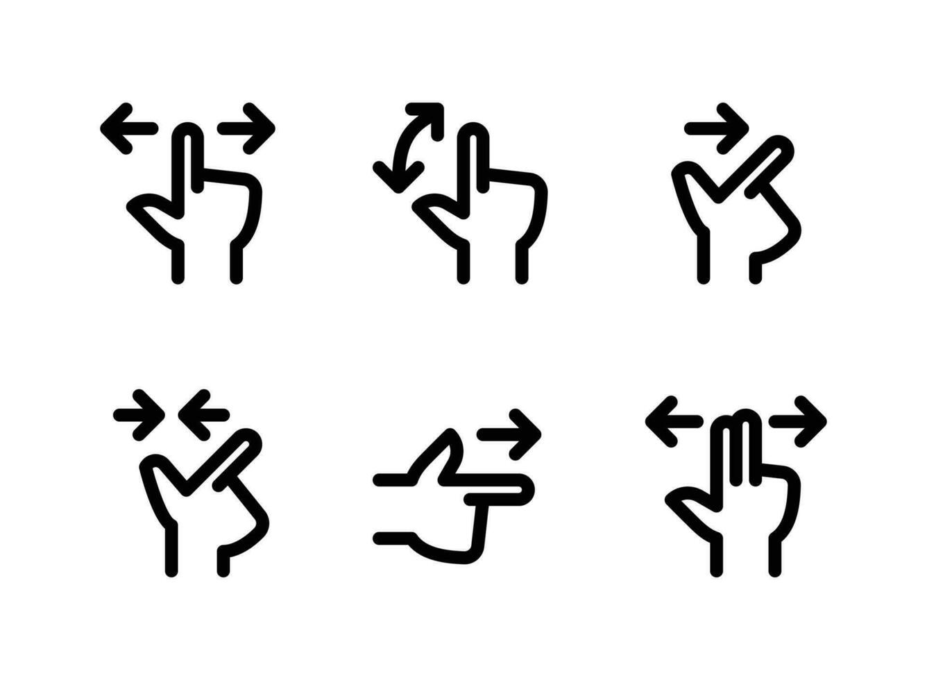 ensemble simple d'icônes de lignes vectorielles liées aux gestes de la main vecteur