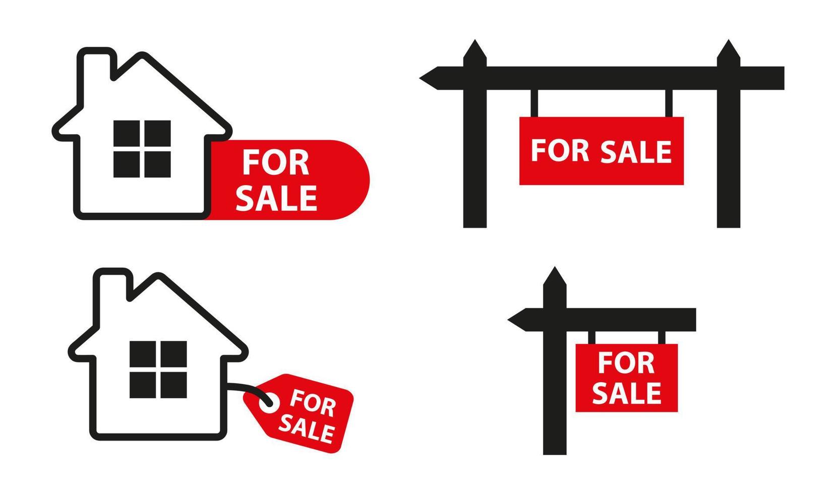 ensemble d'icône de signe immobilier à vendre vecteur