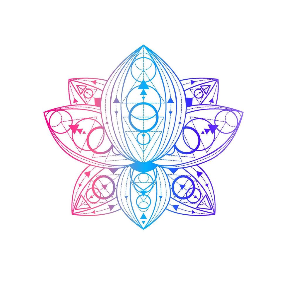 fleur de lotus avec illustration linéaire vectorielle motif géométrique vecteur