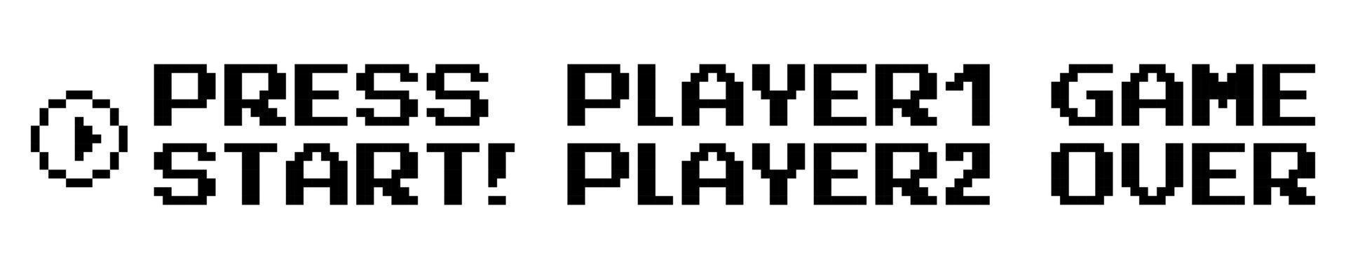 texte de jeux vidéo design plat défini dans la conception de pixels vecteur