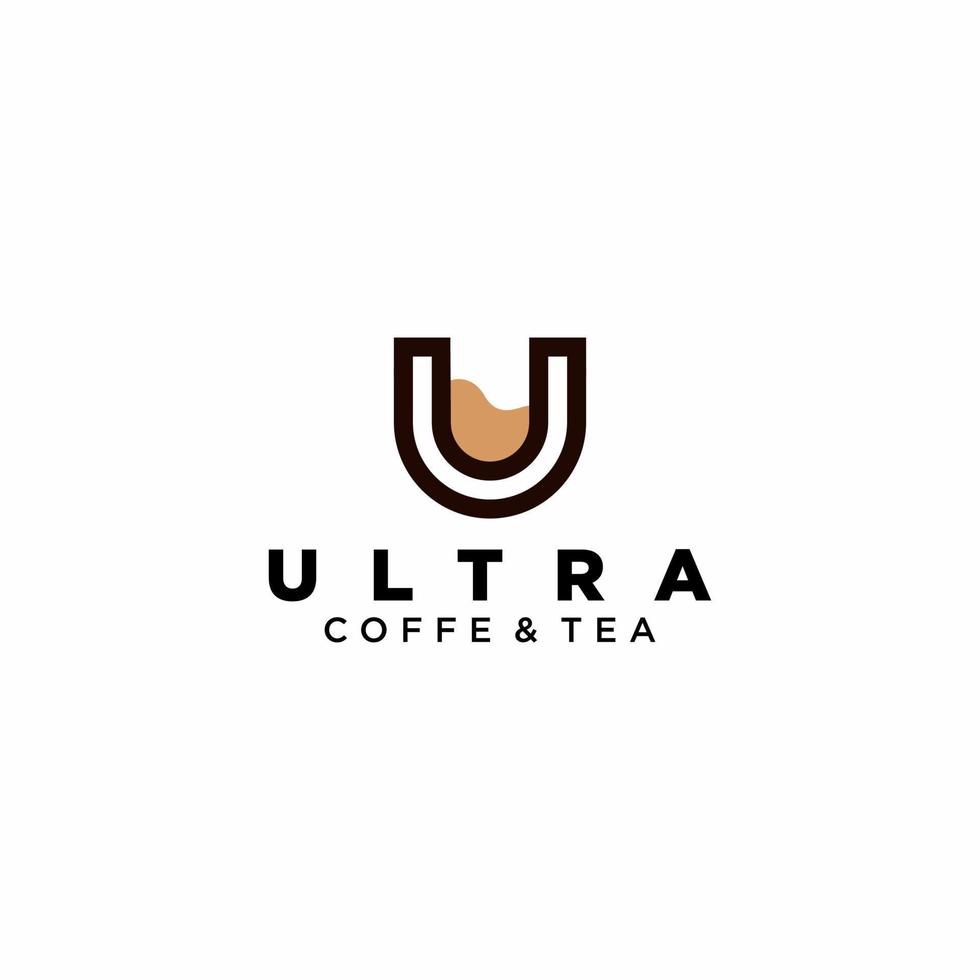lettre u café avec slogan café et thé café restaurant bar création de logo vecteur