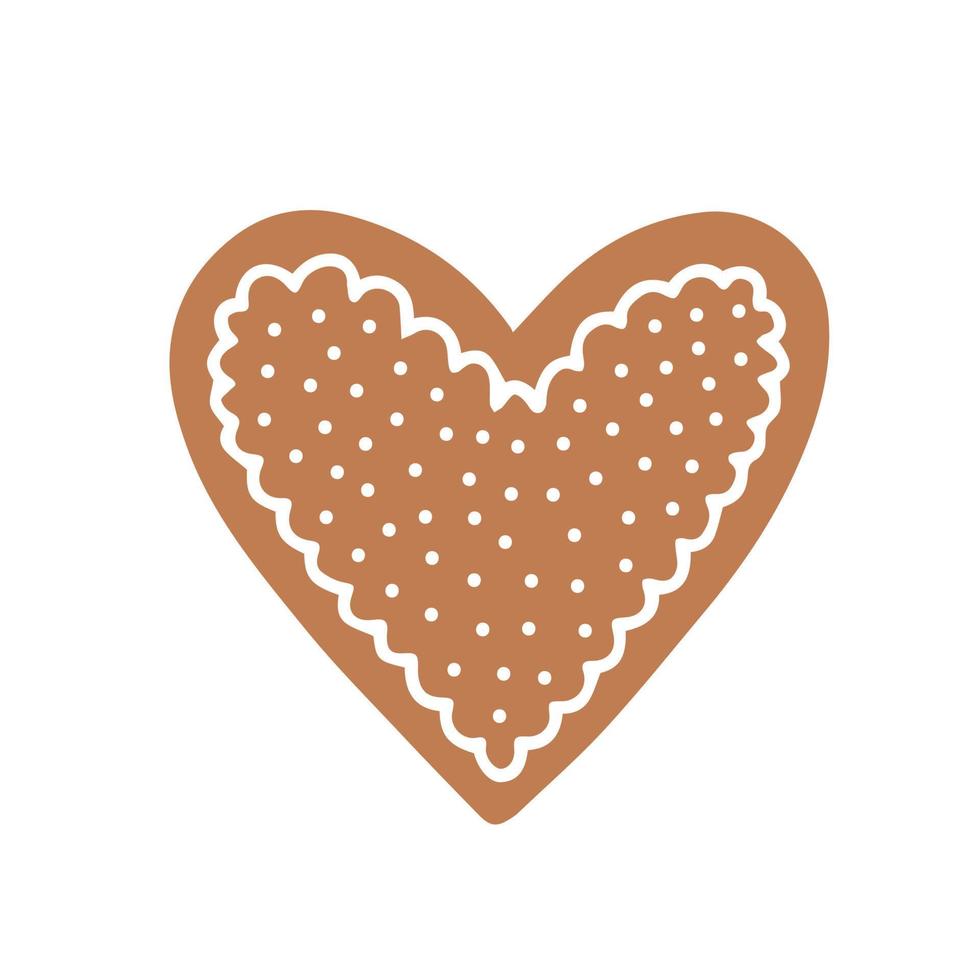 Biscuit au gingembre en forme de coeur avec illustration vectorielle de glaçage blanc vecteur