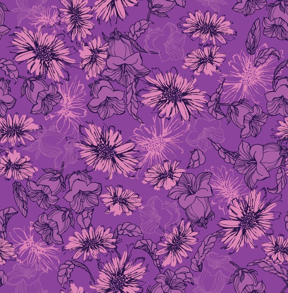 motifs floraux sans soudure. conception vectorielle pour papier, couverture, tissu, décoration intérieure et autres utilisateurs. vecteur