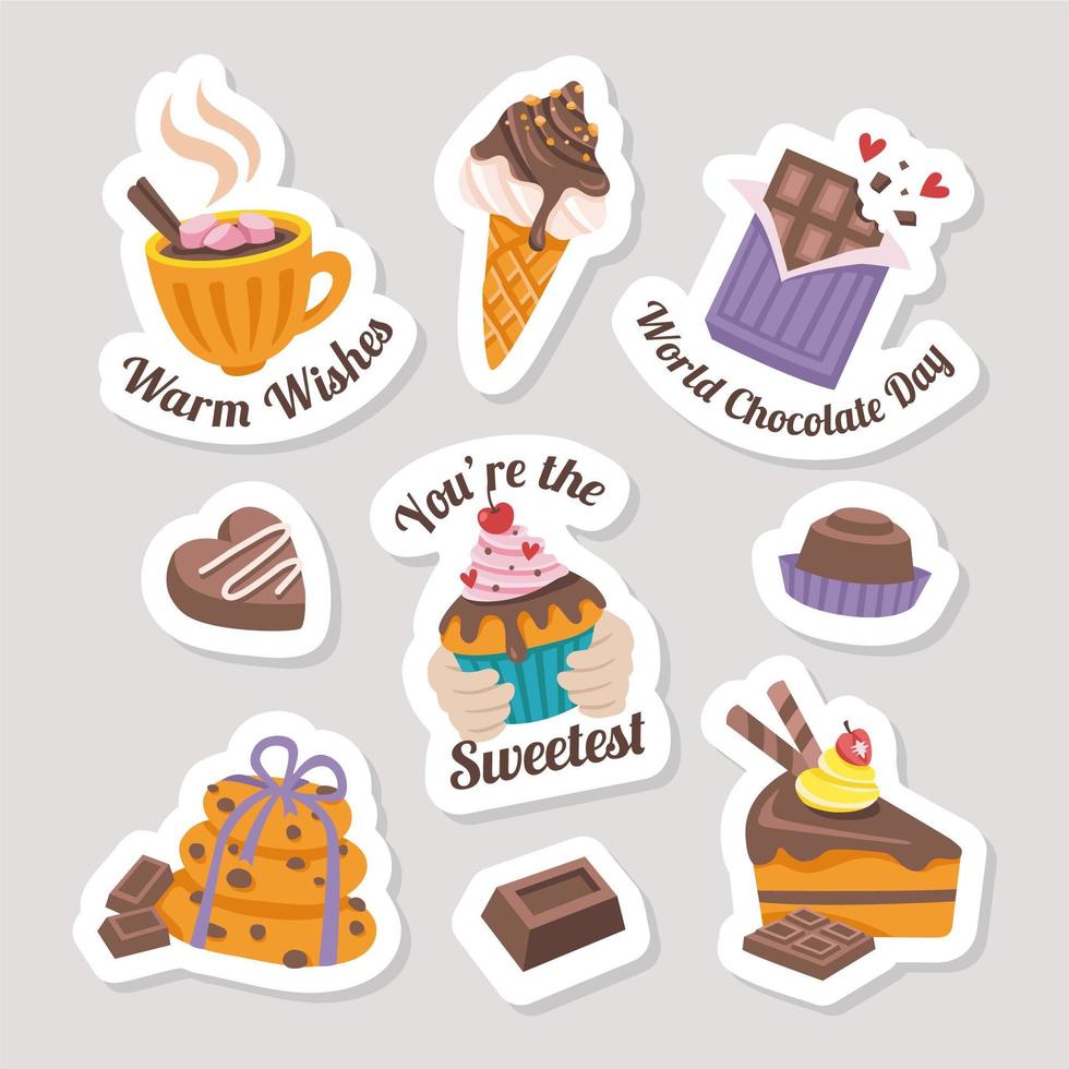 journée mondiale du chocolat stickers vecteur