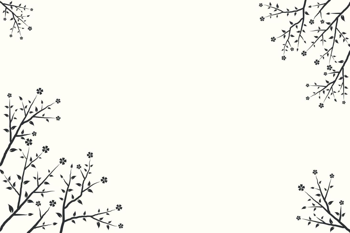 conception de fond avec des arbres et des fleurs dessinés à la main sur fond blanc vecteur