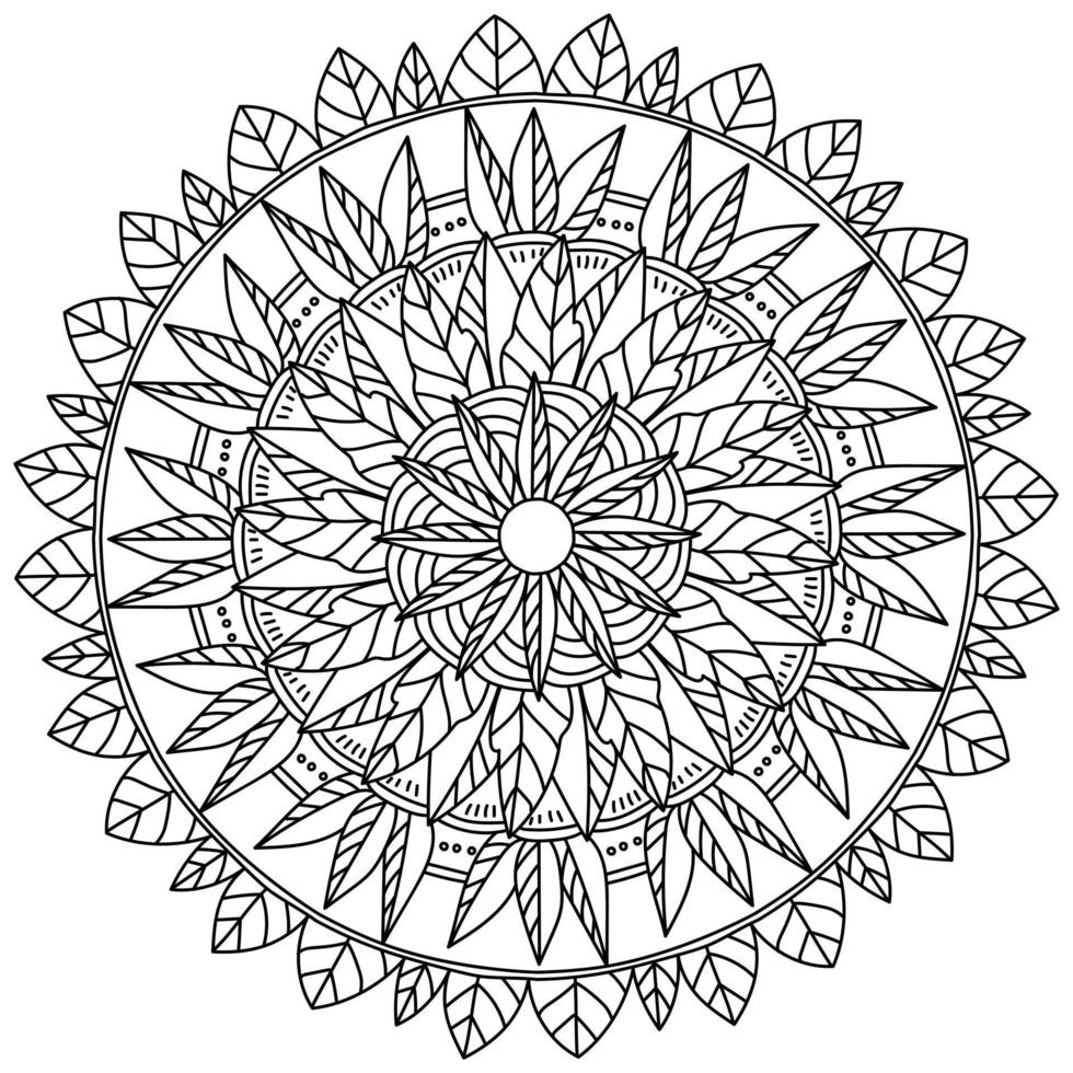 mandala orné de feuilles, coloriage méditatif d'automne vecteur