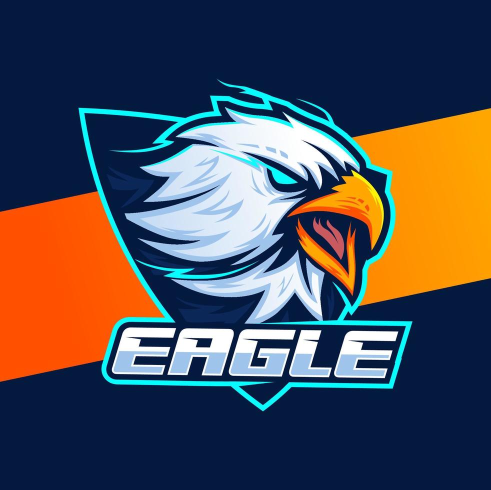 création de logo de mascotte à tête d'aigle pour les jeux de sport et d'esport vecteur