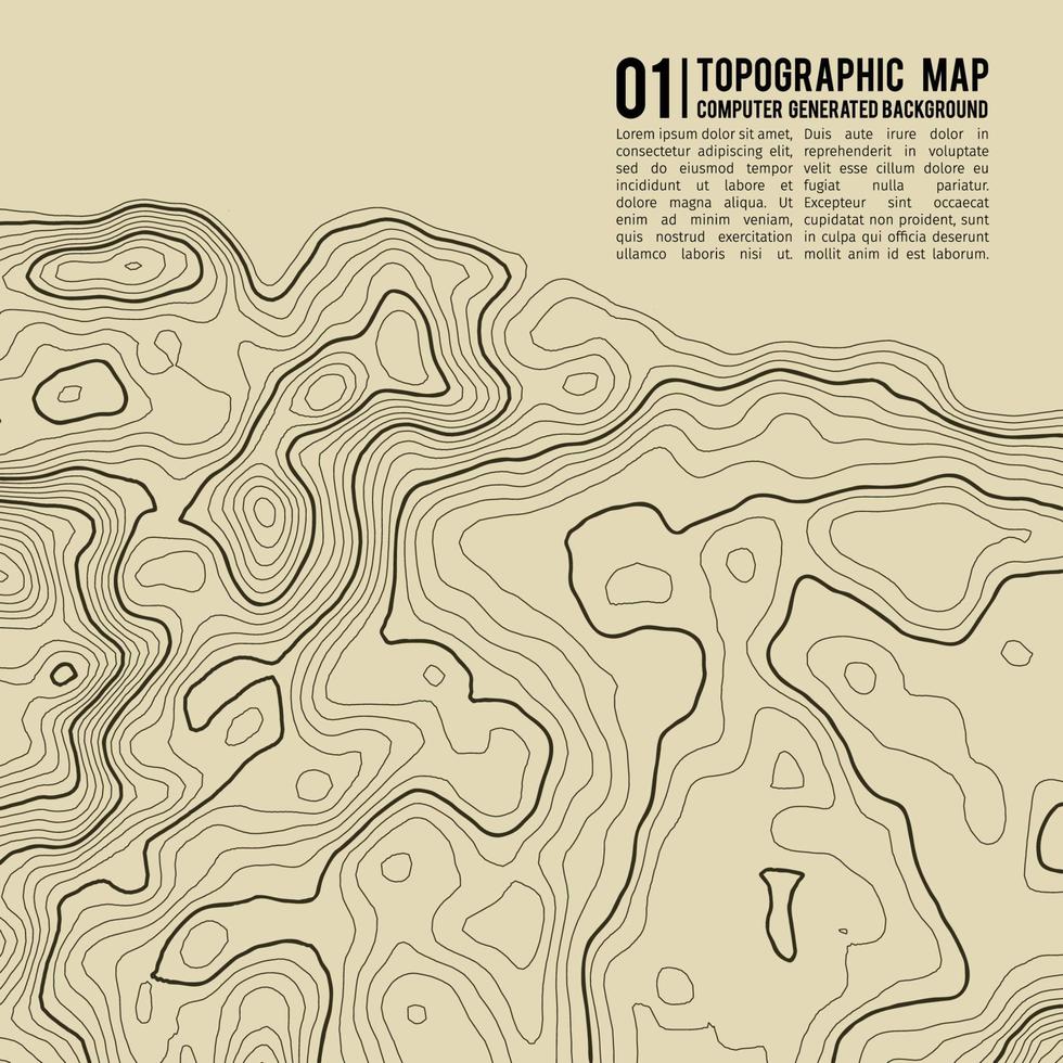 fond de carte topographique avec espace pour copie. fond de contour de carte de topographie de ligne, illustration vectorielle abstraite de grille géographique. sentier de randonnée en montagne sur terrain. vecteur