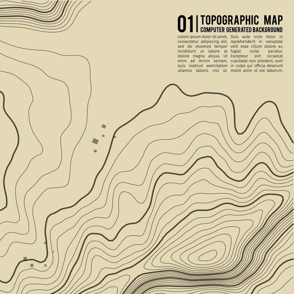 fond de carte topographique avec espace pour copie. fond de contour de carte de topographie de ligne, illustration vectorielle abstraite de grille géographique. sentier de randonnée en montagne sur terrain. vecteur