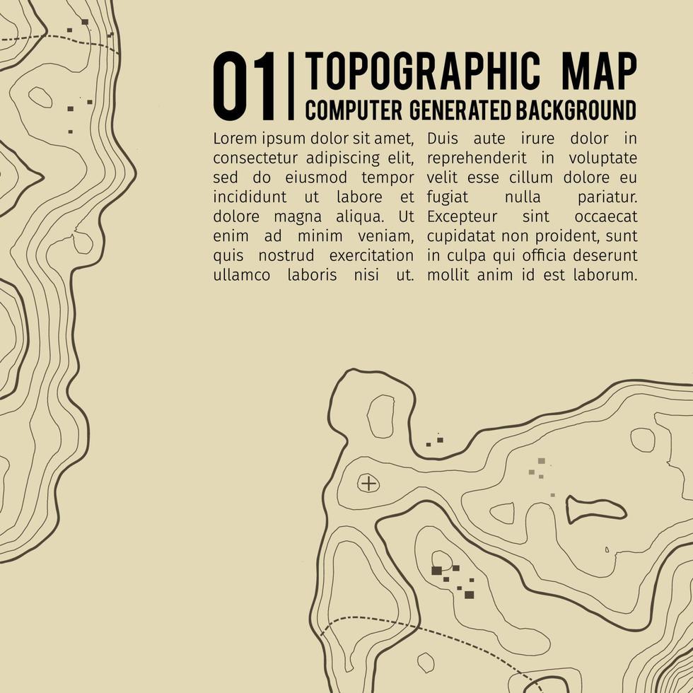 fond de carte topographique avec espace pour copie. fond de contour de carte de topographie de ligne, illustration vectorielle abstraite de grille géographique. sentier de randonnée en montagne sur terrain. vecteur