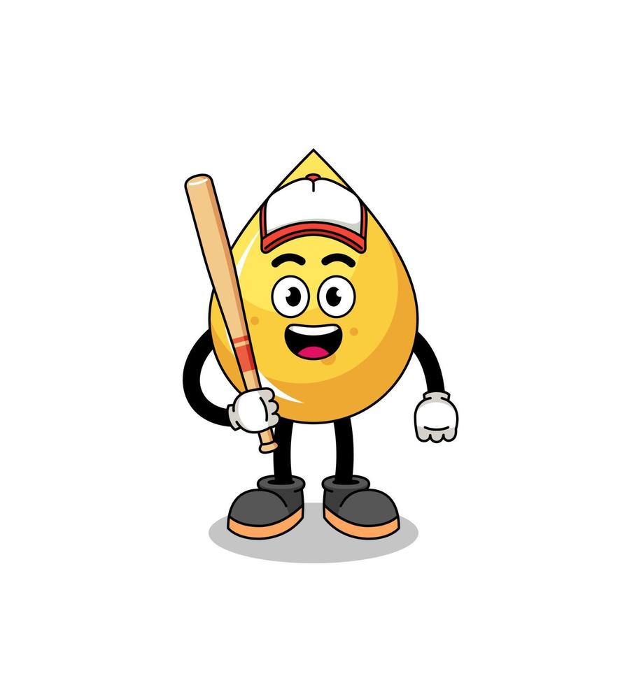 caricature de mascotte de goutte de miel en tant que joueur de baseball vecteur