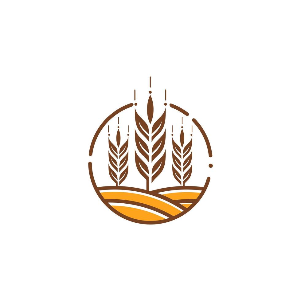 modèle de vecteur de conception de logo d'agriculture de grain de blé