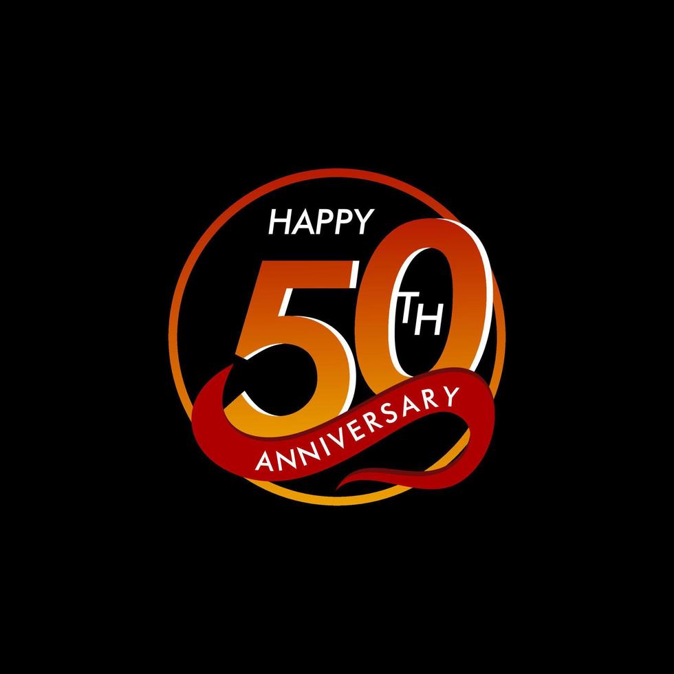 Modèle de logo anniversaire 50 ans avec ruban vecteur