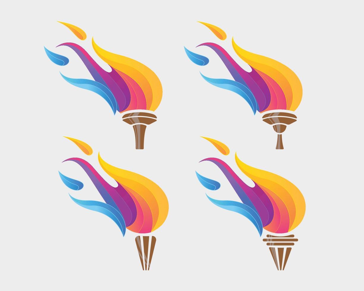 symboles d'illustration d'ornement de torche colorée vecteur