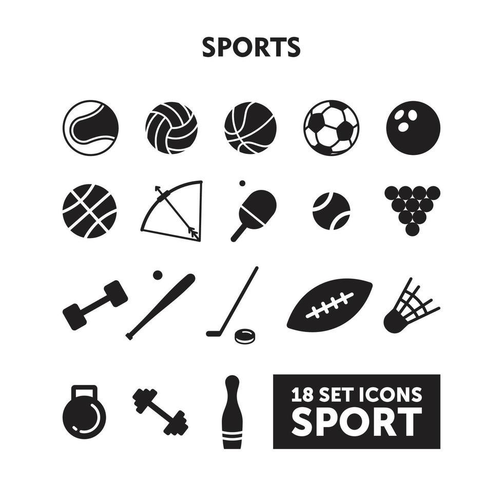 ensemble d'icône de balles de sport. balles de sport symbole silhouette vecteur