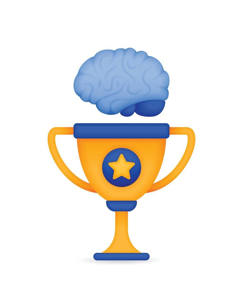 champion avec l'icône du cerveau. icône de victoire de l'intelligence artificielle. icône de prix du concours intelligent. peut être utilisé pour les entreprises, les sites Web, les applications mobiles, les affiches, les dépliants publicitaires, les bannières vecteur