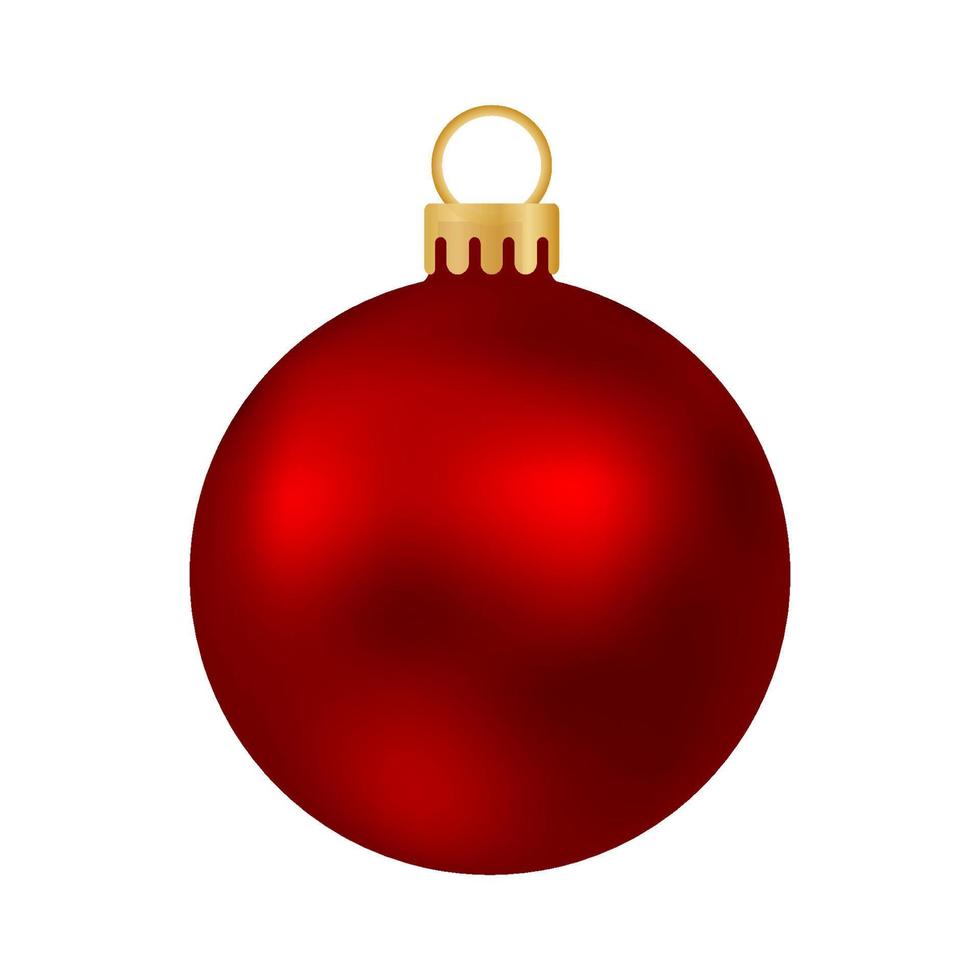 Boule de Noël rouge sur un ruban avec un bel arc isolé sur blanc vecteur