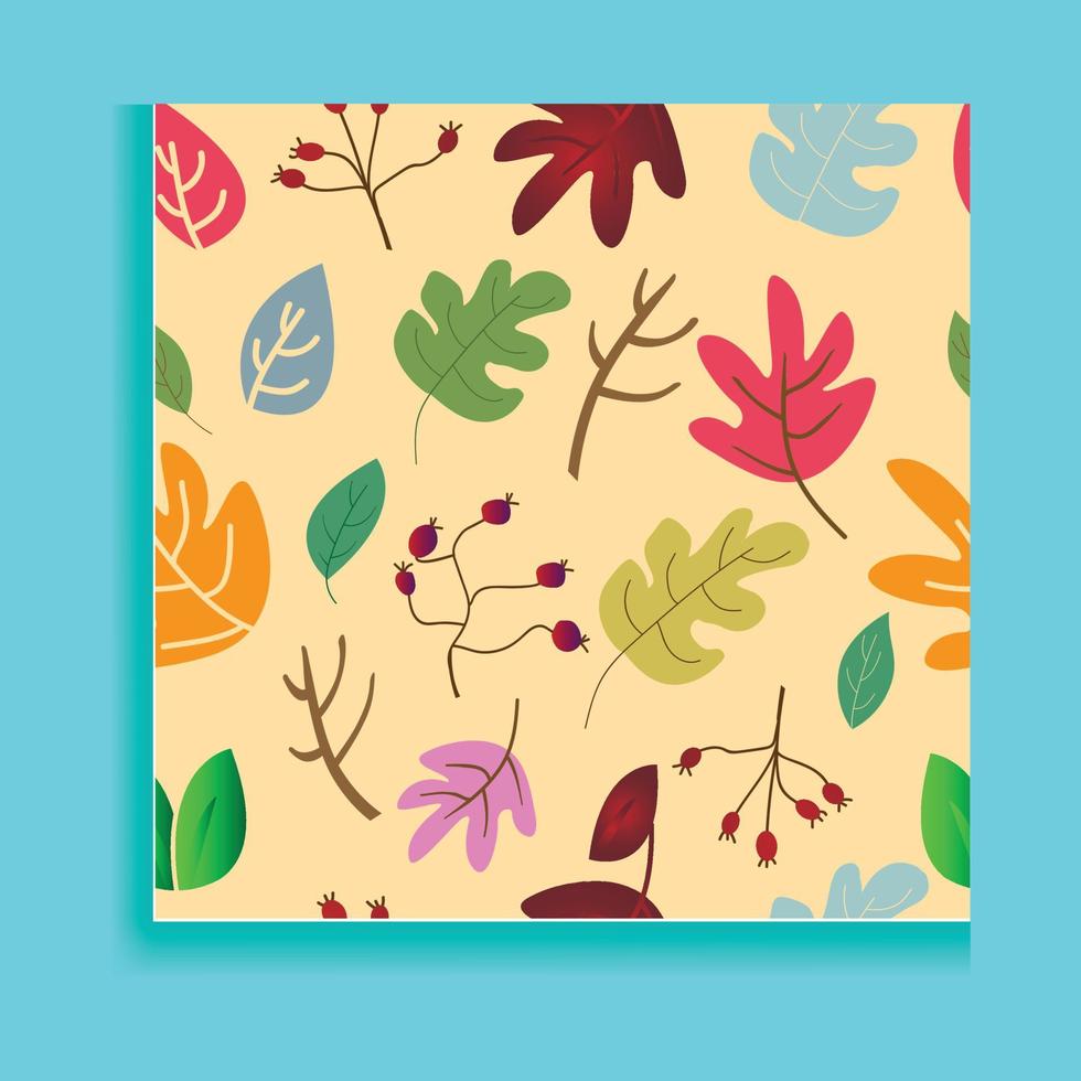modèle sans couture d'automne avec différentes feuilles et plantes, couleurs de saison vecteur