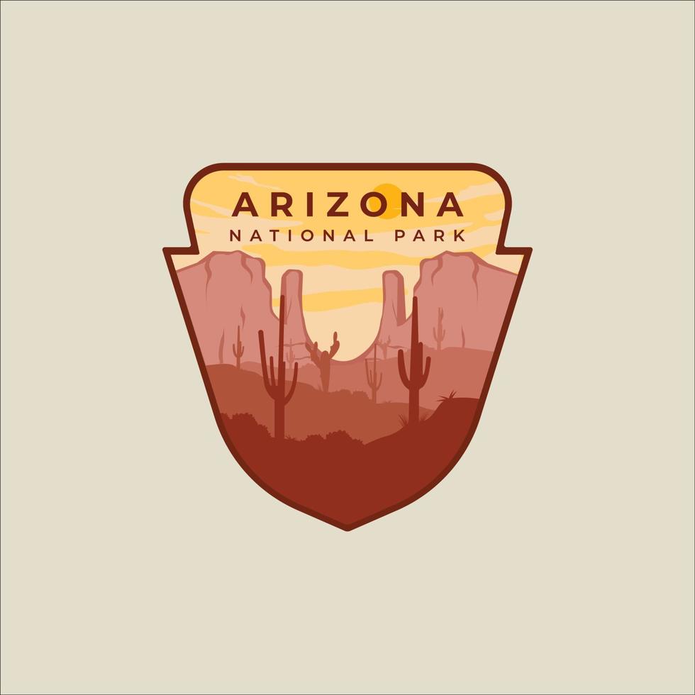 vecteur emblème de la conception graphique du modèle d'illustration du logo du parc national de l'arizona. signe ou symbole patch autocollant tourisme états-unis pour agence de voyage