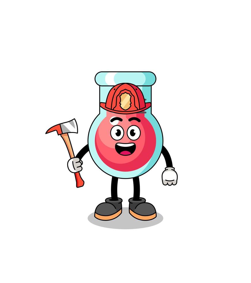 mascotte de dessin animé de pompier bécher de laboratoire vecteur