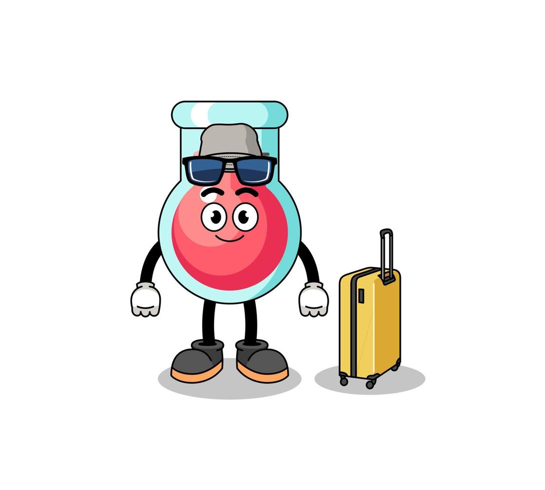 mascotte de bécher de laboratoire faisant des vacances vecteur