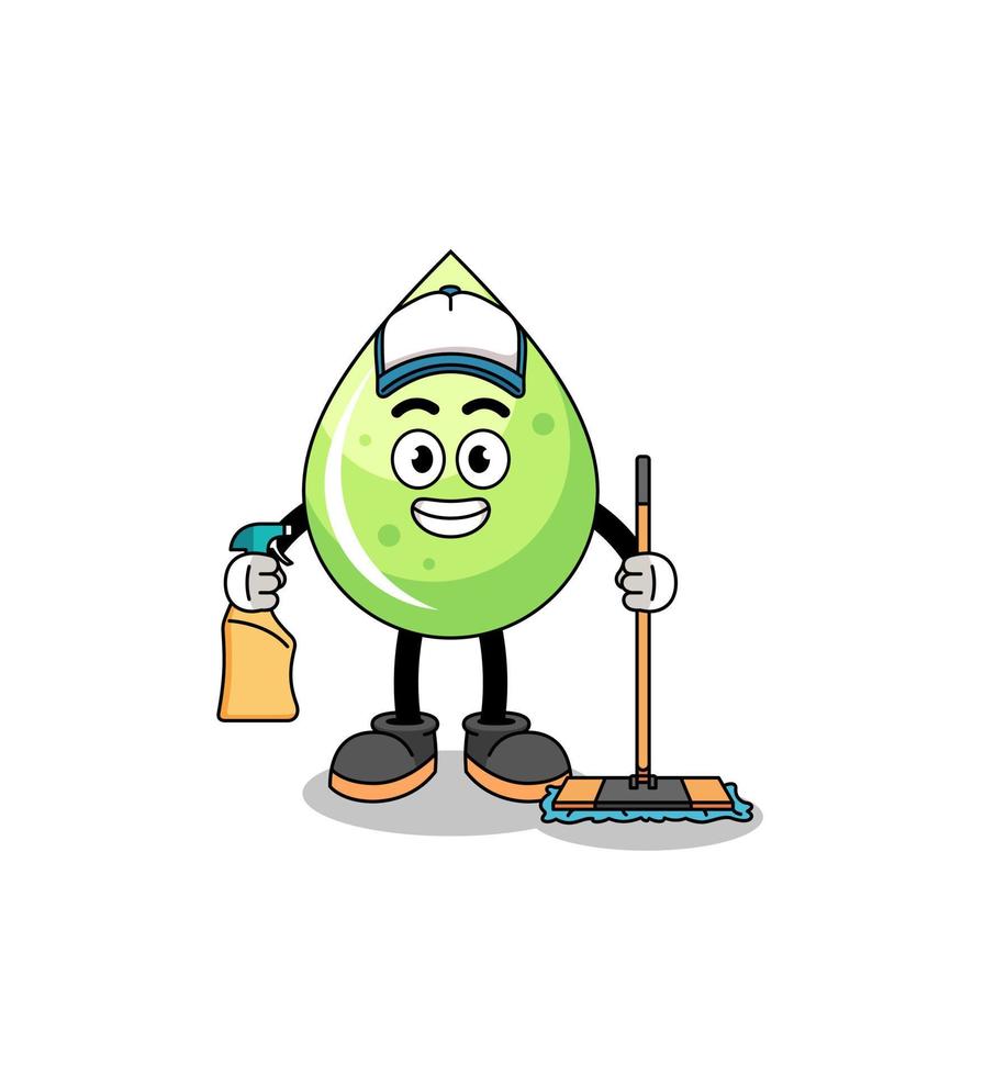 personnage mascotte de jus de melon comme service de nettoyage vecteur