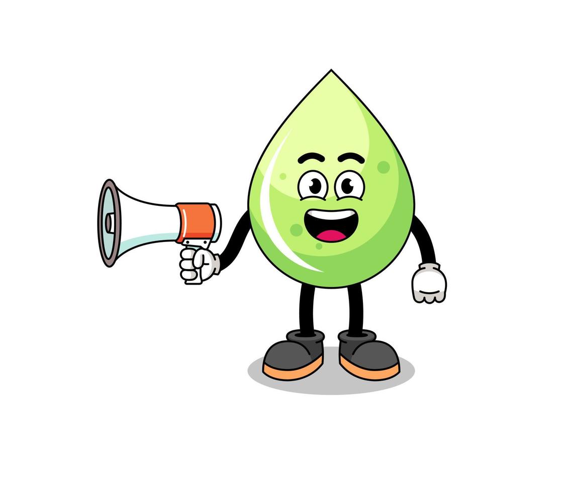 illustration de dessin animé de jus de melon tenant un mégaphone vecteur
