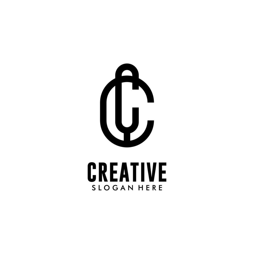 lettre de logo cc initial moderne concept de design simple et créatif vecteur