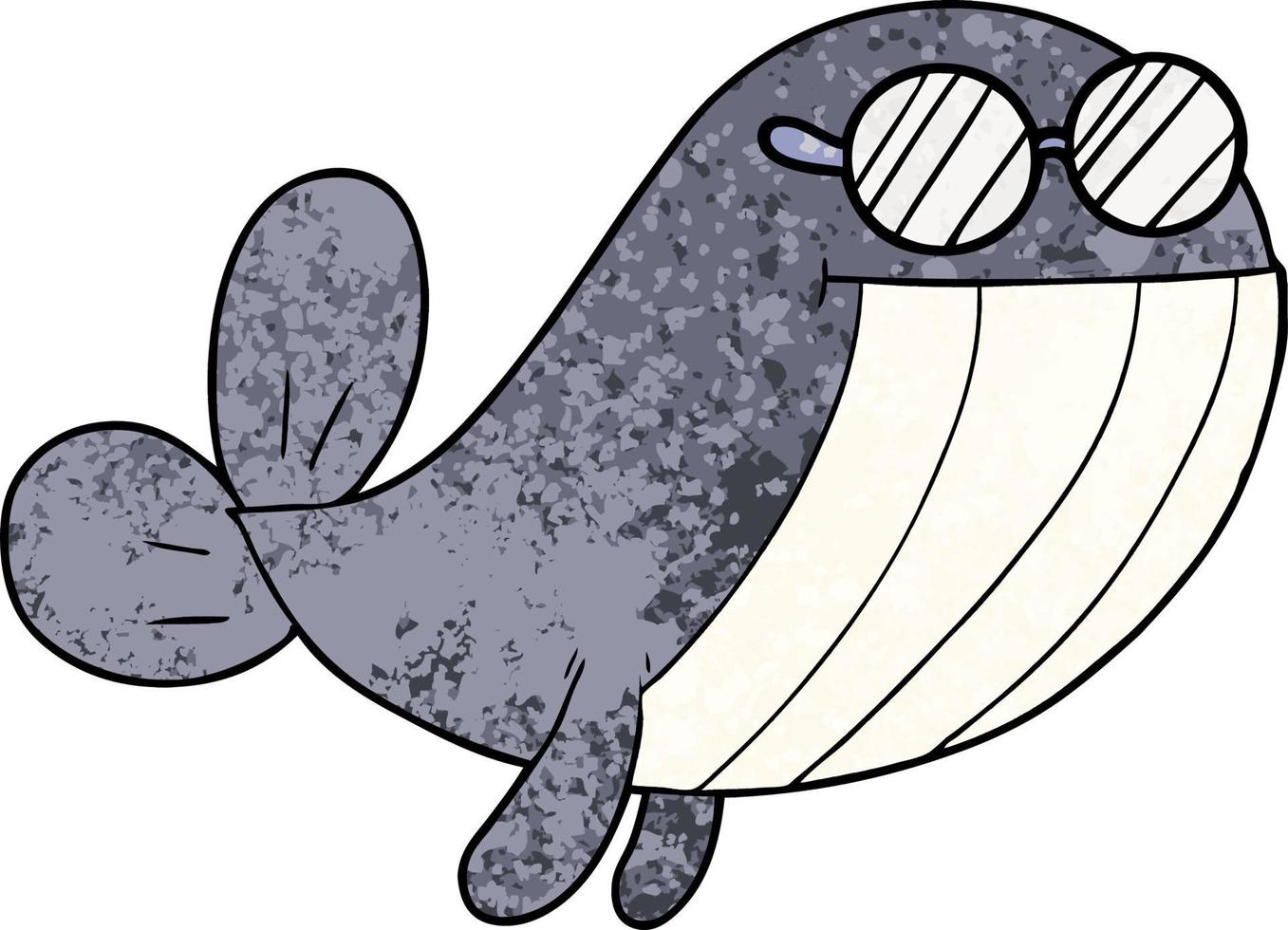 baleine mignonne de dessin animé de texture grunge rétro vecteur