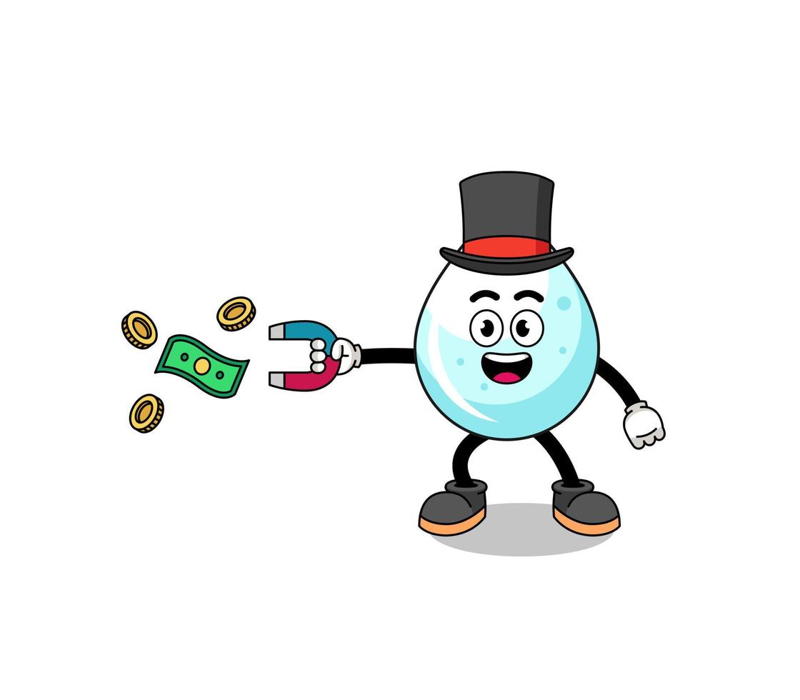 illustration de personnage de goutte de lait attrapant de l'argent avec un aimant vecteur