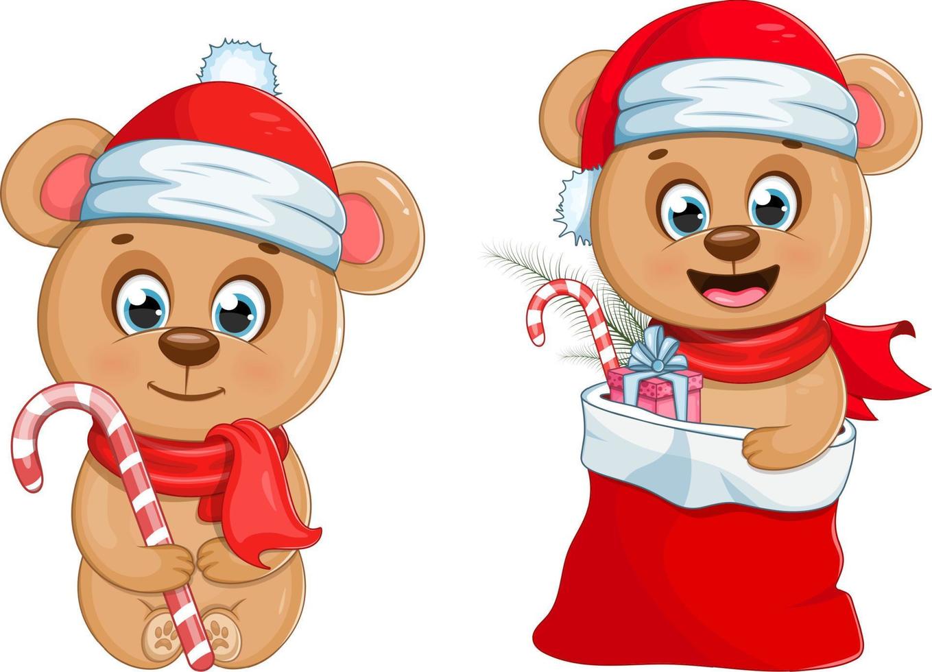 ensemble d'ours de noël mignons et drôles vecteur