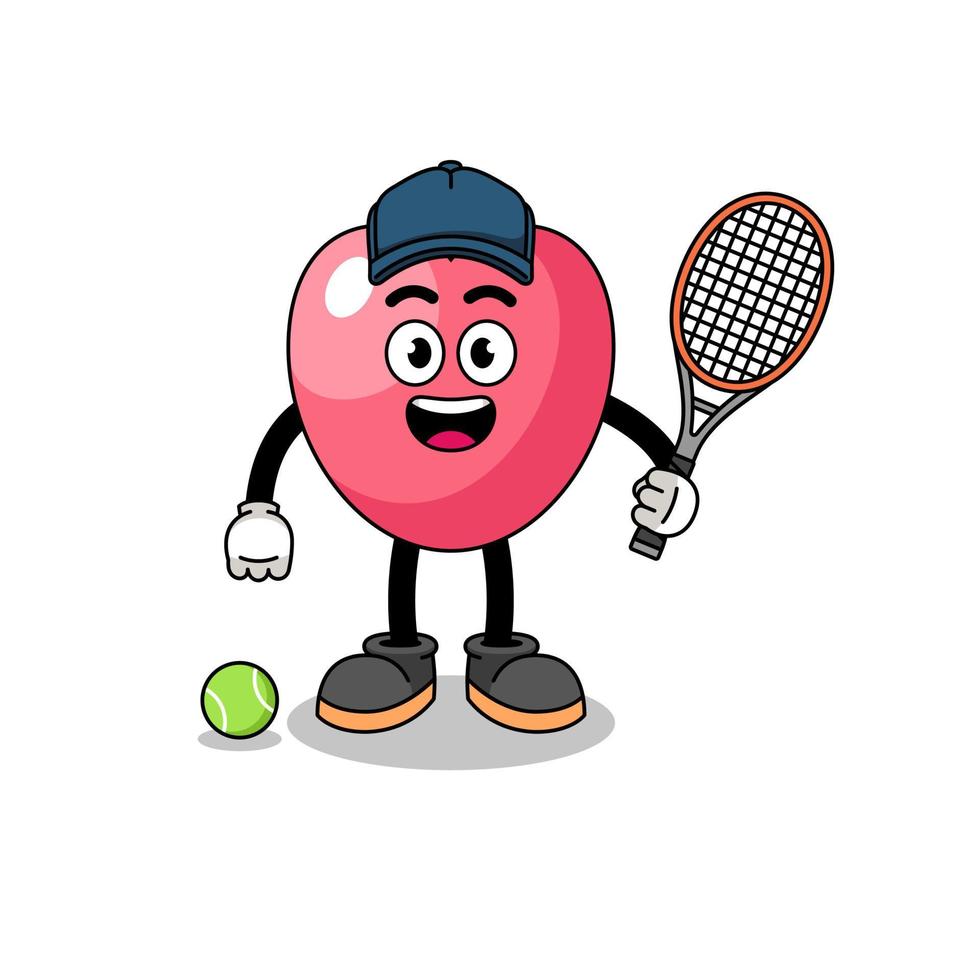 illustration du symbole du coeur en tant que joueur de tennis vecteur