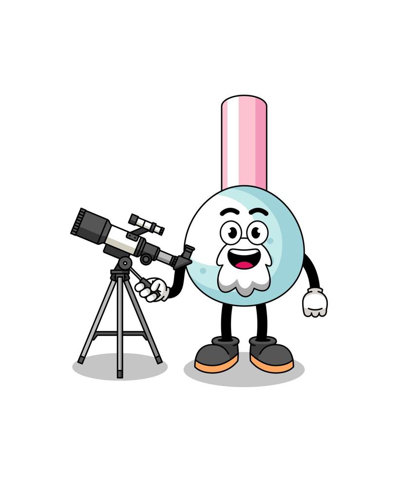 illustration de la mascotte du coton-tige en tant qu'astronome vecteur