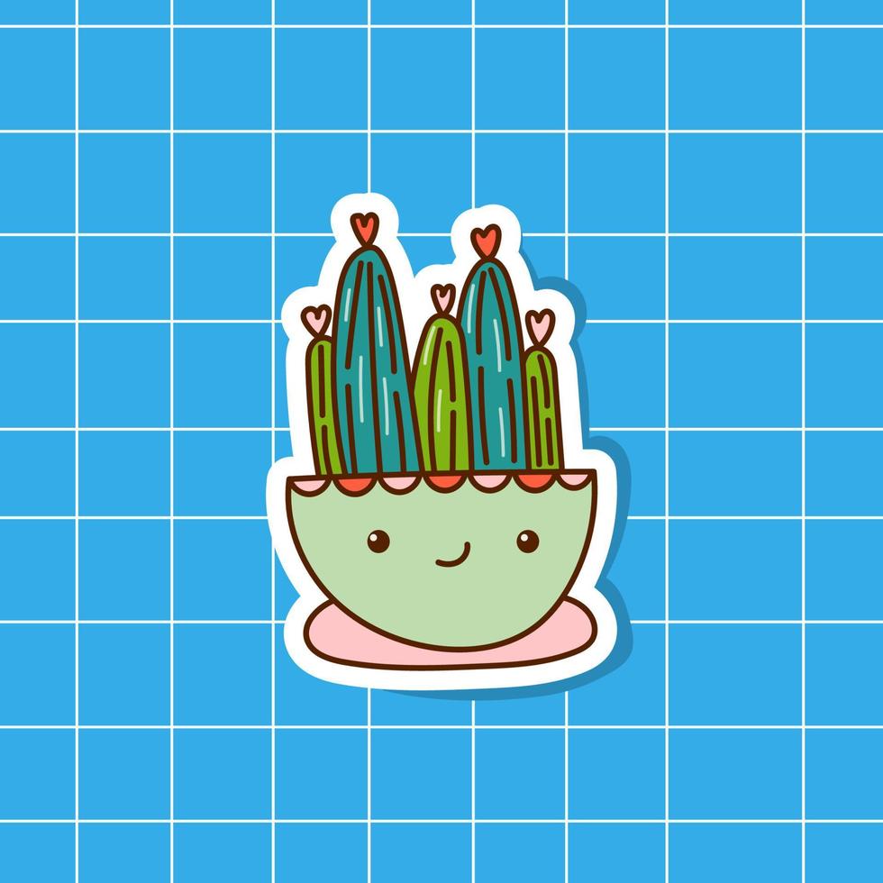 cactus mexicain dans un pot. jolie plante d'intérieur de doodle. illustration vectorielle. un élément pour créer des cartes postales, des affiches, des cahiers, des t-shirts. vecteur