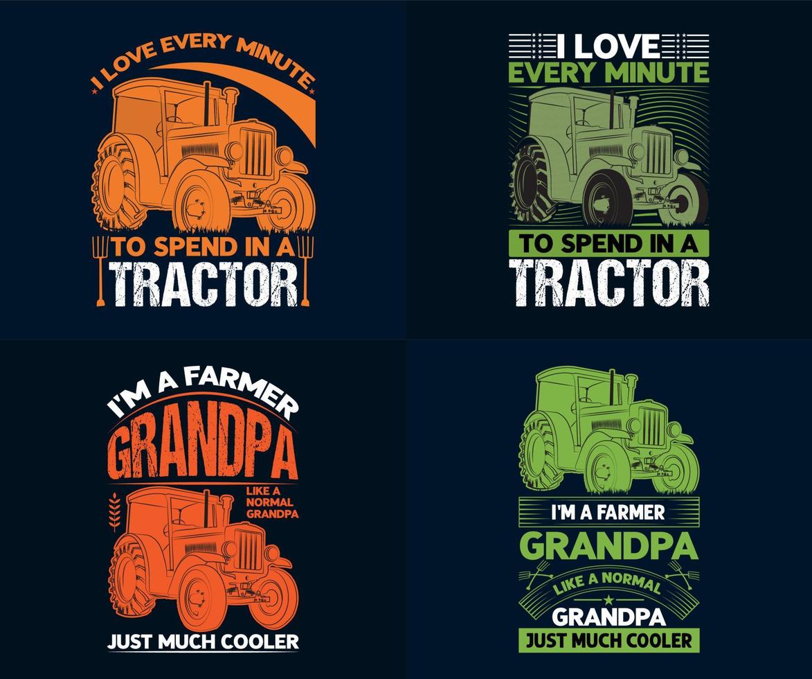 ensemble de conception de t-shirt grand-père agriculteur, ensemble de conception de t-shirt agriculteur conducteur de tracteur, vecteur