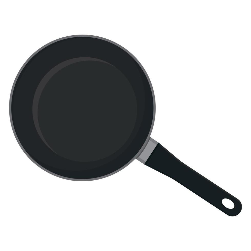 poêle à frire isolée noire avec poignée, illustration vectorielle de couleur vecteur