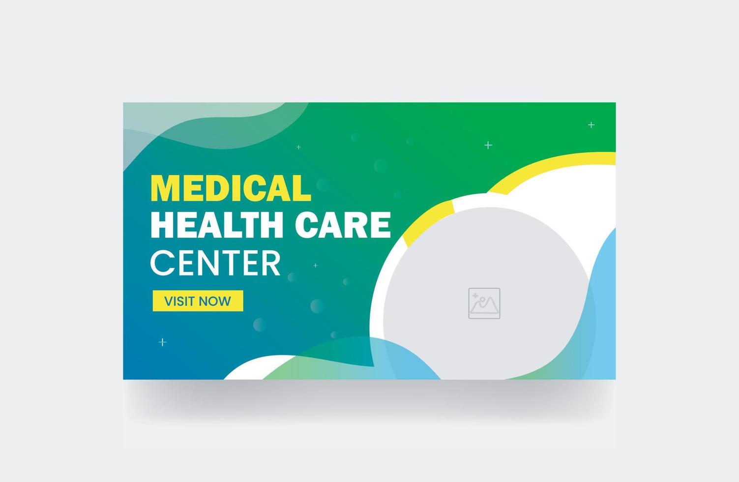 vignette médicale couverture de bannière de soins de santé vignette vidéo et bannière web pour le modèle de vignette de médias sociaux d'entreprise de clinique hospitalière vecteur
