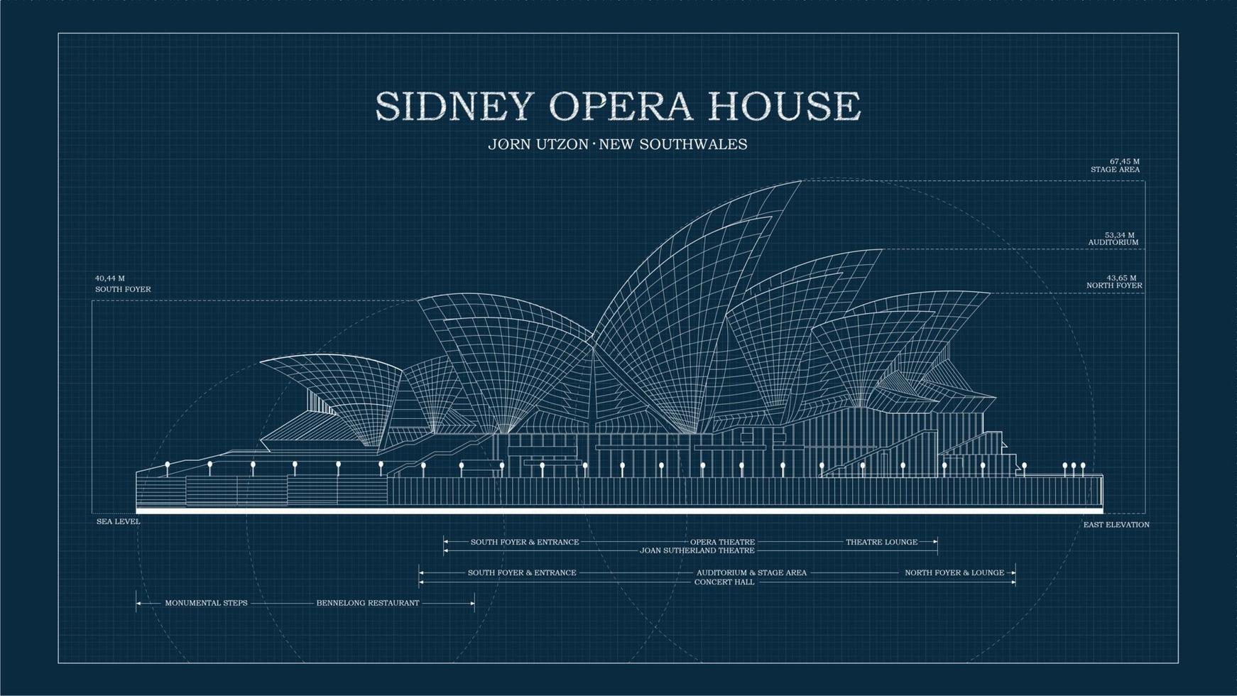 sorong, papouasie occidentale, indonésie, 10 octobre 2021. l'image vectorielle de plan du dessin technique de style ancien de l'opéra de sidney, australie. vecteur