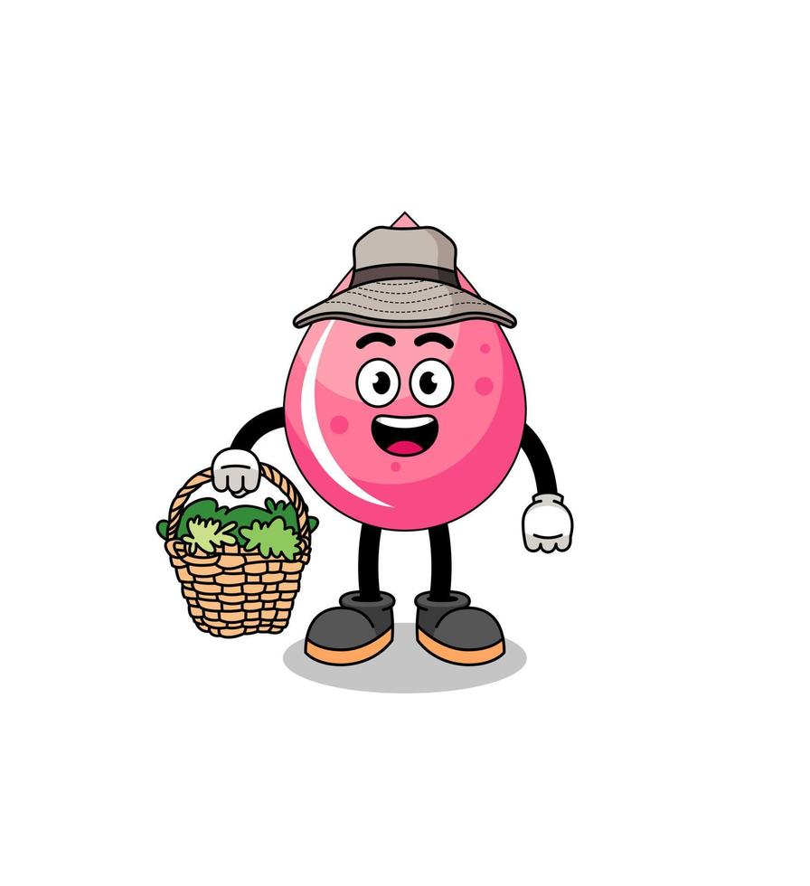 illustration de personnage de jus de fraise en tant qu'herboriste vecteur