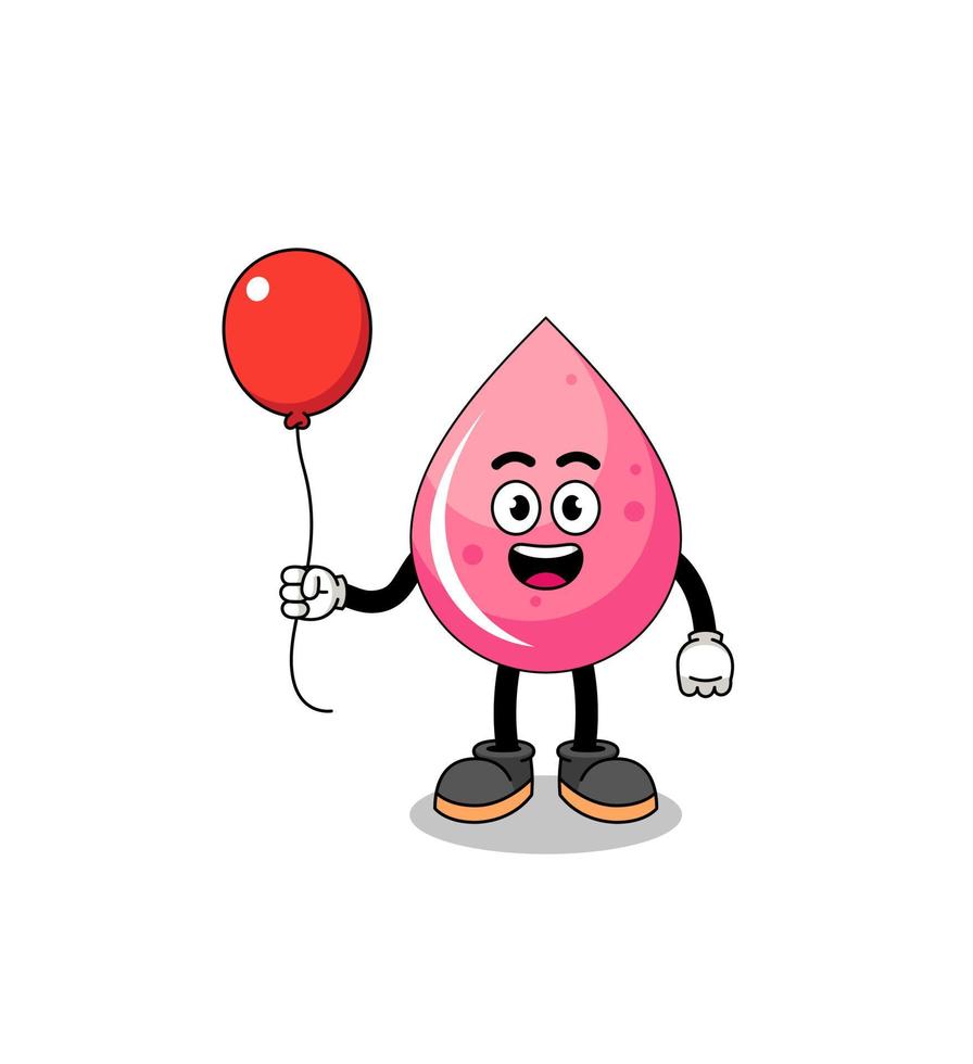 dessin animé de jus de fraise tenant un ballon vecteur