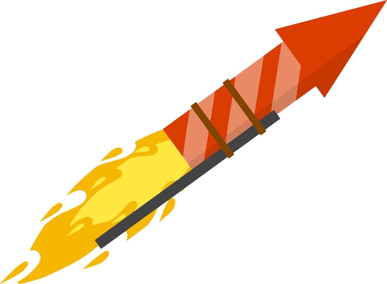 fusée pour feux d'artifice. pétard et explosion. illustration plate de dessin animé. objet rouge volant. fête et divertissement vecteur