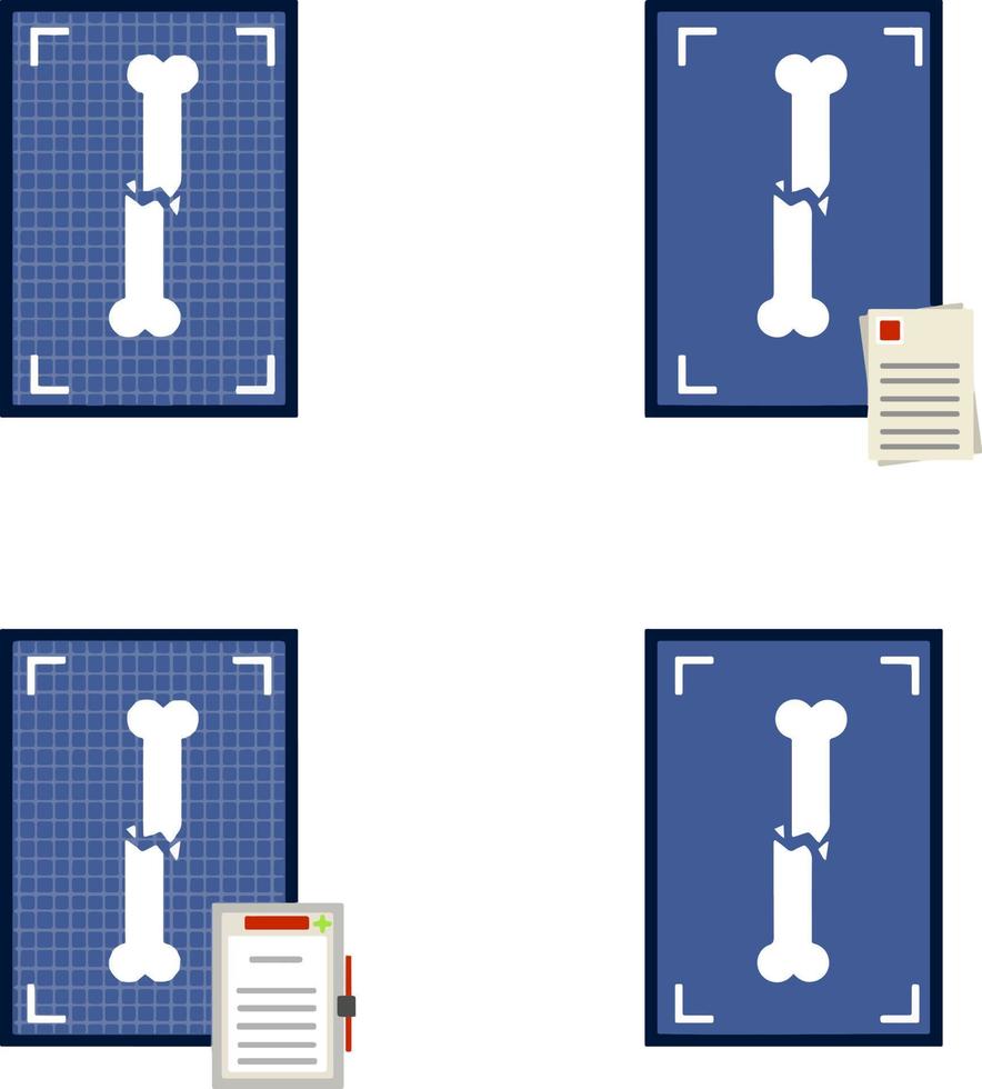 fracture de l'os. radiographie des organes internes. bras et jambe cassés. fournir des soins médicaux. élément de l'hôpital et du cabinet du médecin. aide et diagnostic. illustration plate de dessin animé vecteur