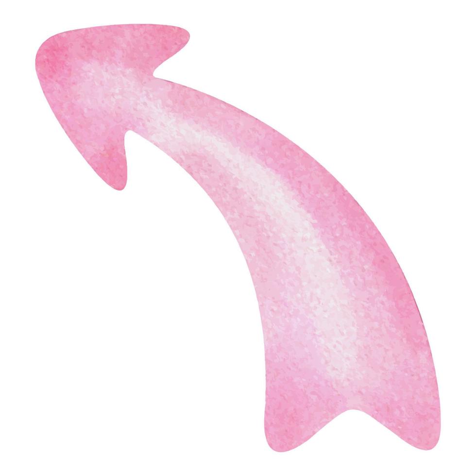 une simple flèche aquarelle rose. forme de flèche aquarelle. peint à l'aquarelle sur fond blanc. éléments pour la conception d'une bannière moderne, autocollants, planificateur quotidien. vecteur