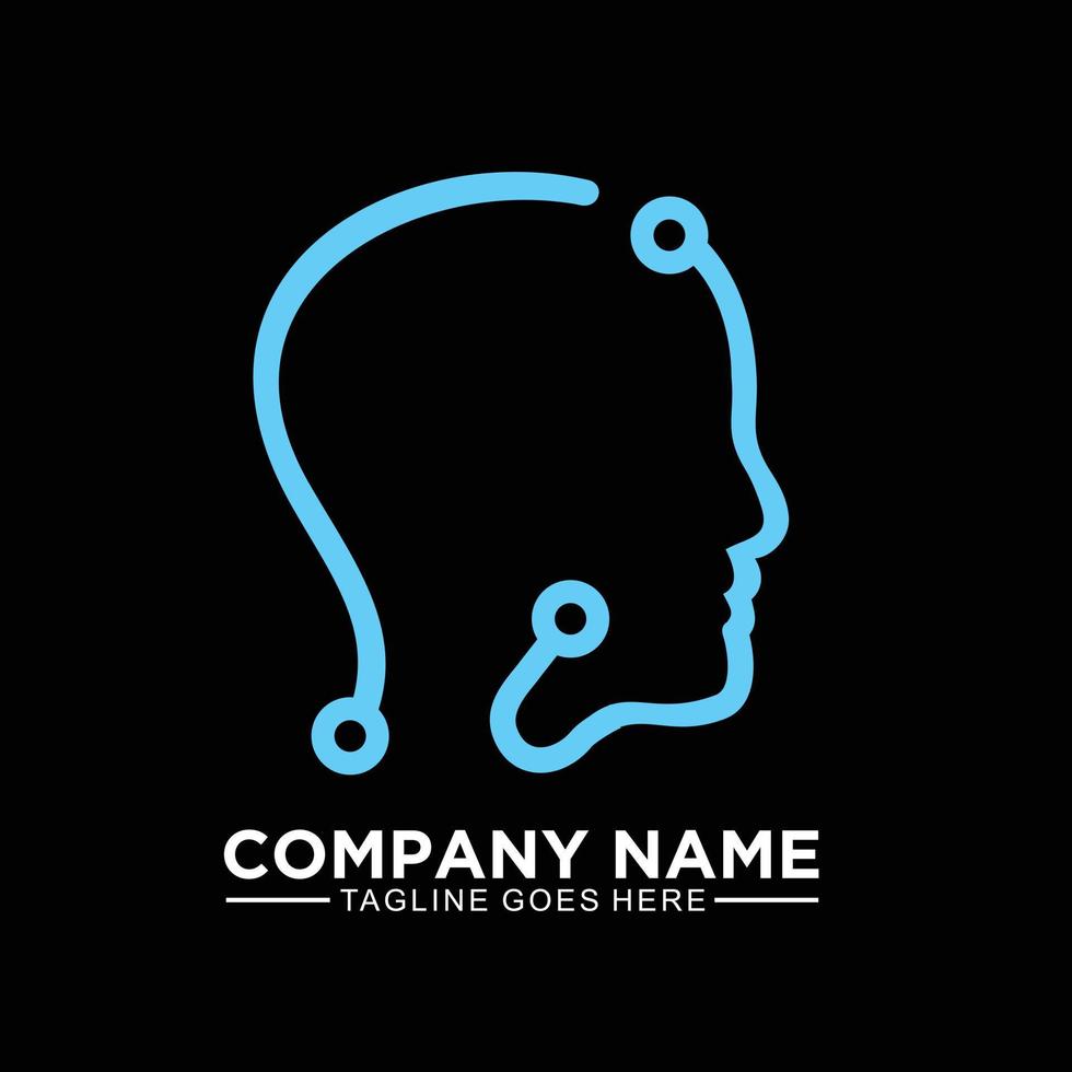 concept de conception de logo de tête humaine pour une entreprise technologique vecteur