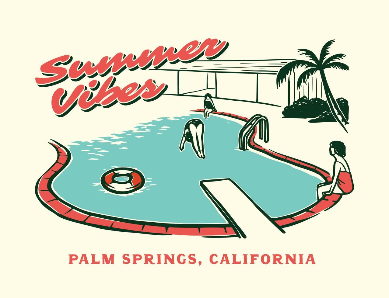 graphiques de vacances paradis d'été vintage pour affiches t-shirts et autocollants vecteur