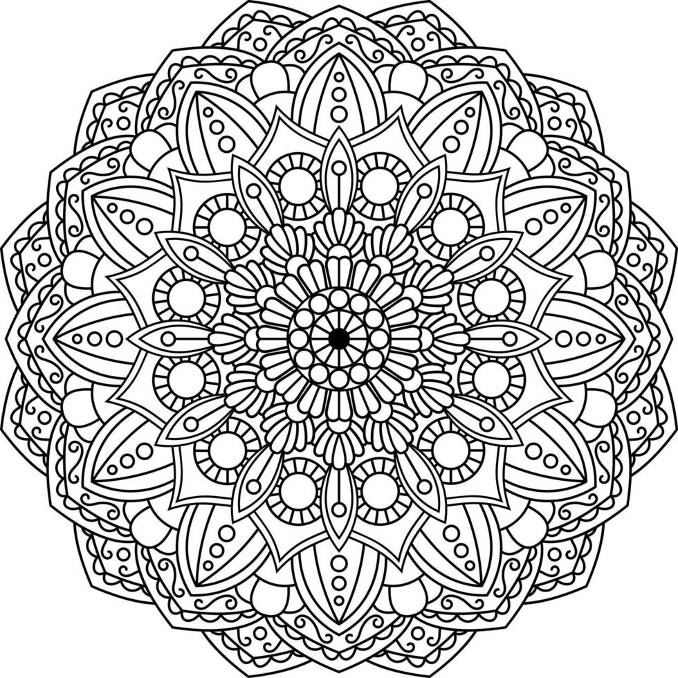 mandala dessiné à la main, illustration vectorielle noir et blanc vecteur