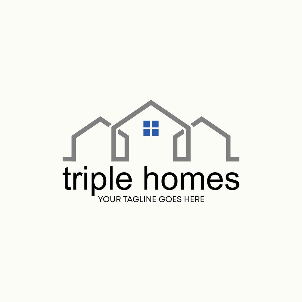 forme simple et unique ligne triple maison maisons image graphique icône logo design abstrait concept vecteur stock. peut être utilisé comme symbole lié à la propriété ou à la vie