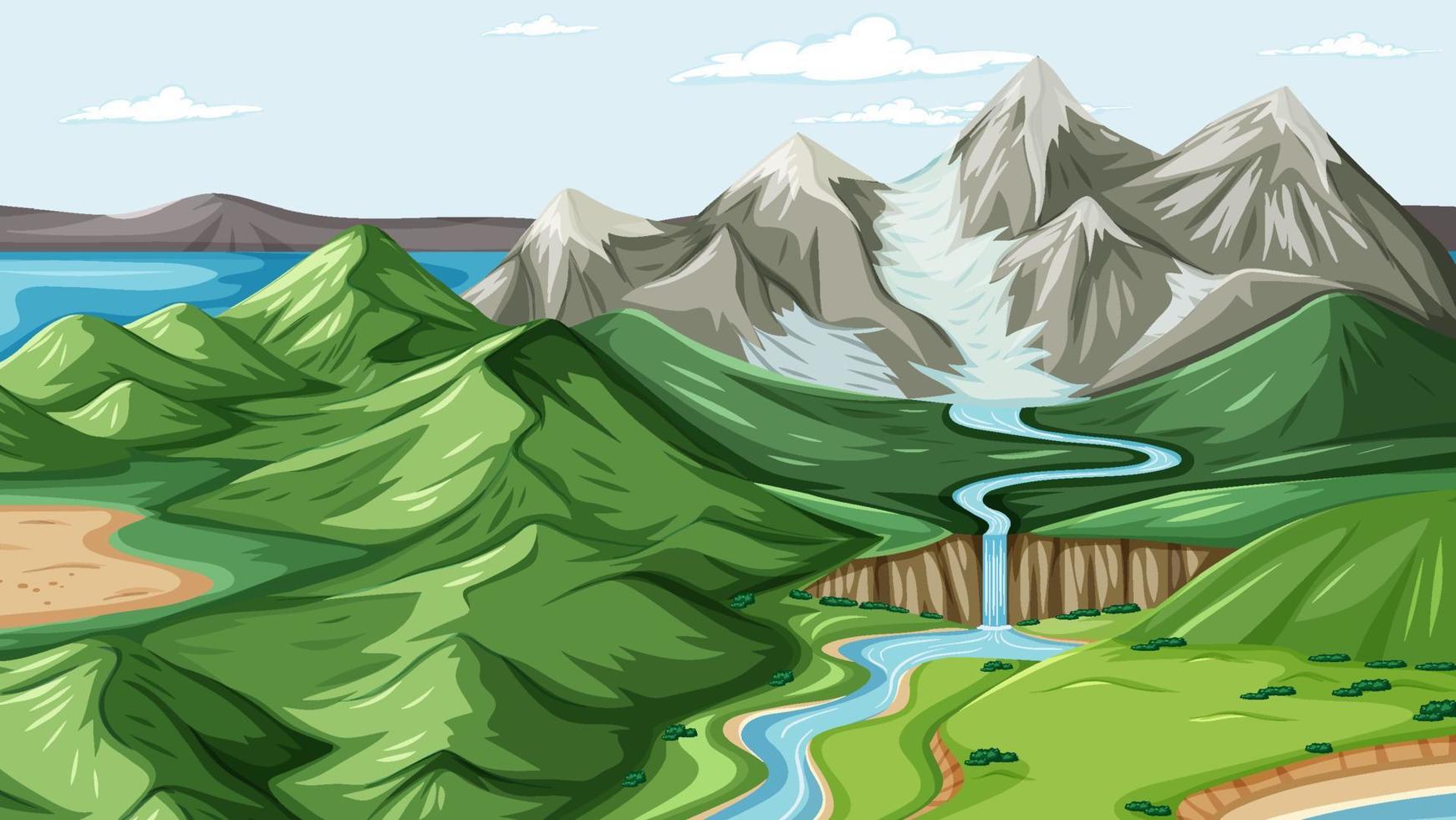 conception de vignettes avec paysage de montagne vecteur